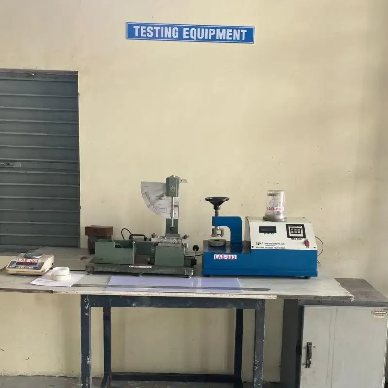 Quality control lab testing GSM and bursting factor for industrial boxes