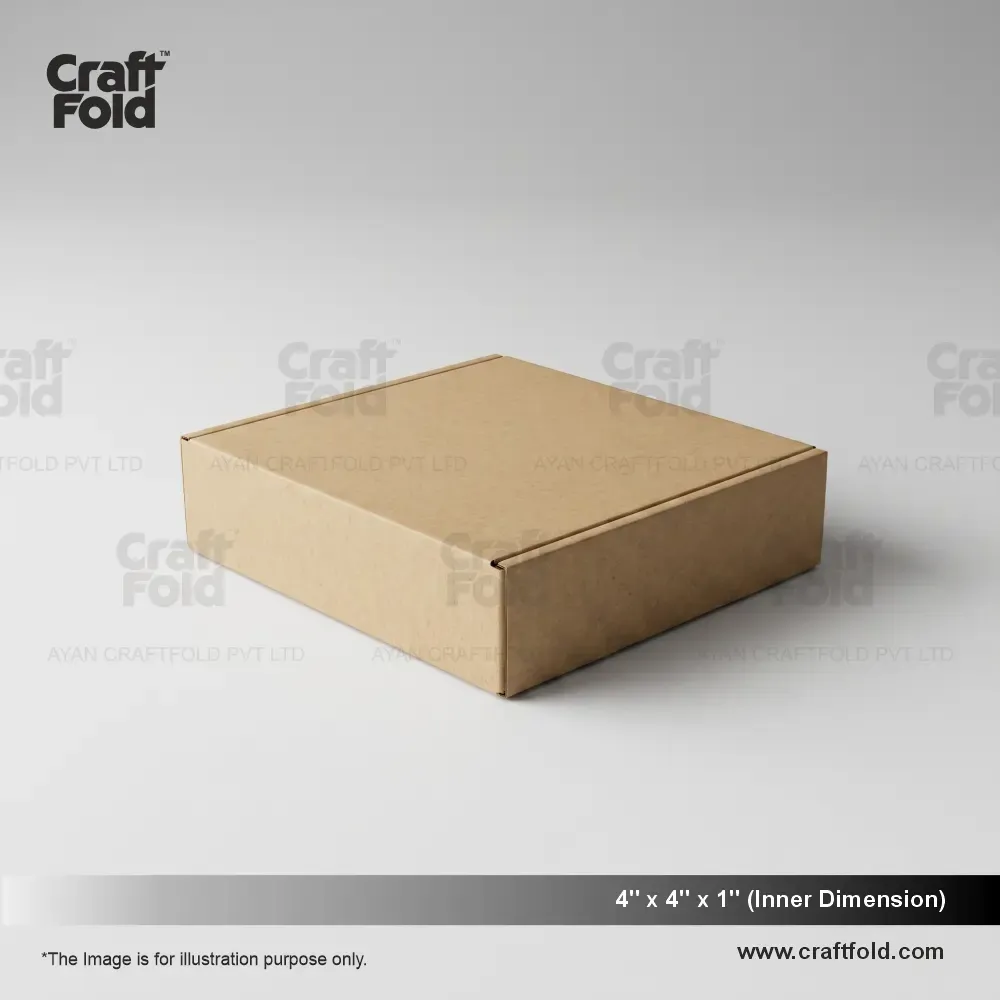 Recycled Kraft E-Flute Mailer Box – 4x4x1 in – 4" x 4" x 1" E-Flute corrugated box