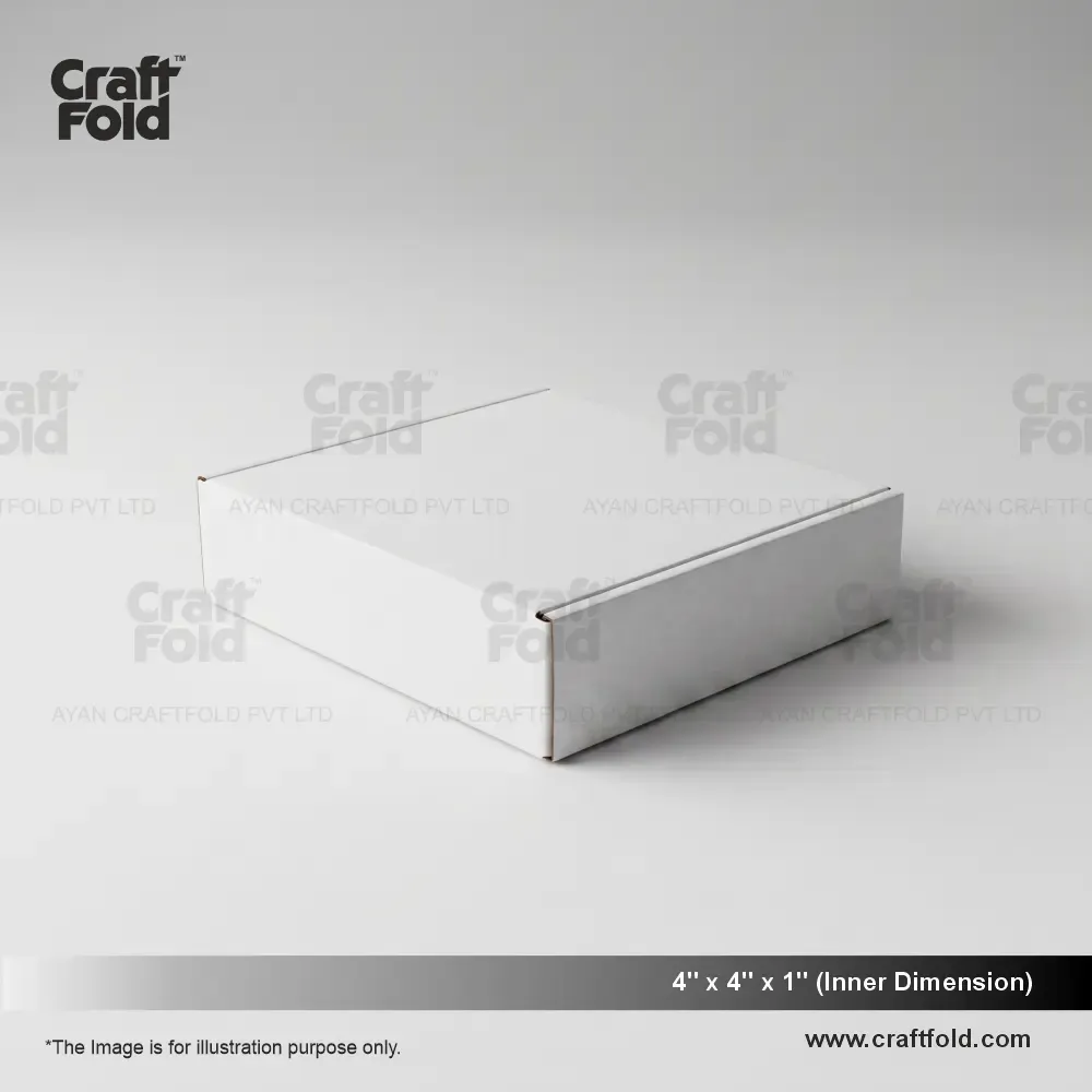 Premium White E-Flute Mailer Box – 4x4x1 in – 4" x 4" x 1" E-Flute corrugated box