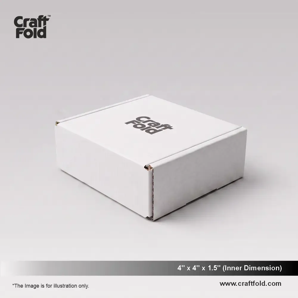Premium White E-Flute Mailer Box – 4x4x1.5 in – 4" x 4" x 1.5" E-Flute corrugated box