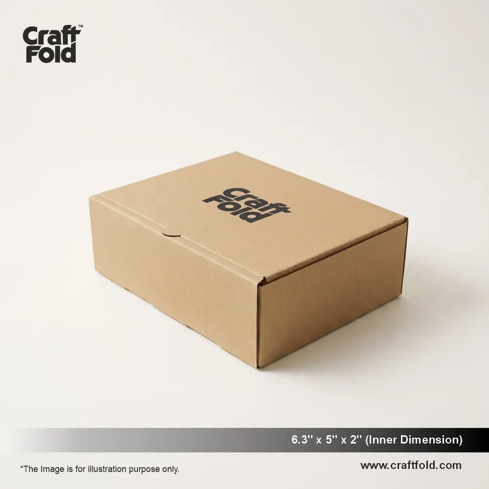 Mid-Size Recycled Kraft E-Flute Mailer Box – 6x5x2 in – 6.3" x 5" x 2" E-Flute corrugated box